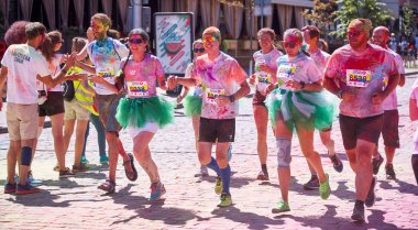 Ukrayna, Kiev, 10 Haziran 2018 Kyiv Renk Koşusu 'nun beşinci yıldönümüydü..