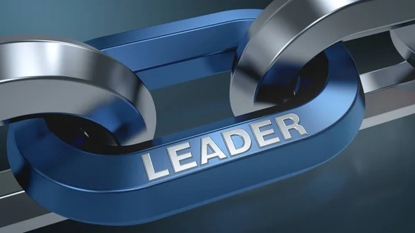 Vue Rapprochée Une Chaîne Brillante Avec Texte Leader Concept Leadership — Photo