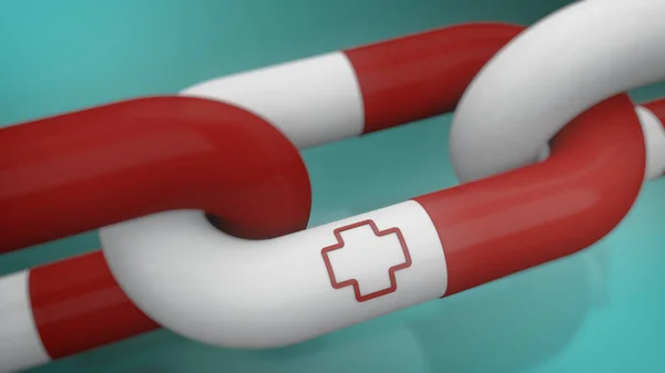 Medizinische Tabletten Gebogen Eine Kette Mit Einem Kreuz Bilden Konzept — Stockfoto