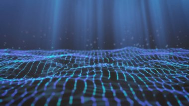 soyut ızgara parçacıkları ve ışıklar ile döngü hazır (3d render)