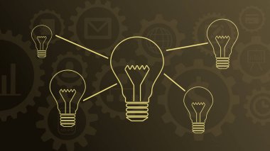 satır ile ekip çalışması ve beyin fırtınası kavramı ampulleri bağlı