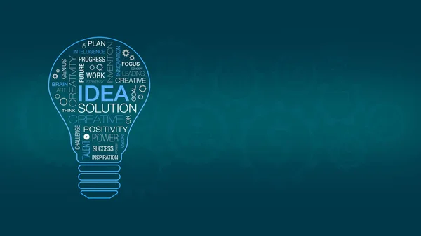 Word Cloud Shape Light Bulb Concept Idea Think Solution Background — Stock Photo, Image
