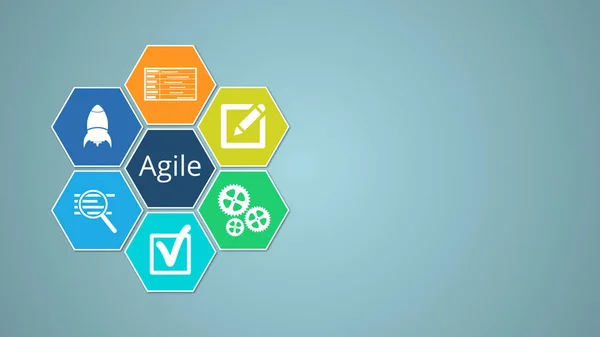 Agile Schema Gestione Del Progetto Realizzato Con Esagoni Spazio Copia — Foto Stock