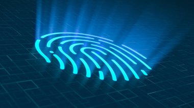 fütüristik parmak izi tarayıcı, giriş ve güvenlik kavramı (3d render)