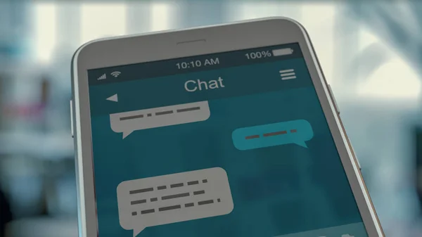 Close View Smartphone Mockup Chat App Render — Stock Photo, Image