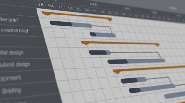 Proje Yönetimi gantt görünümünü closeup grafik (3d render)