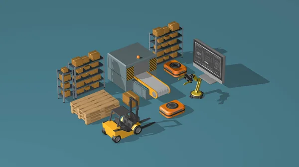 Łańcuch dostaw, logistyka, Automatyzacja, przemysł 4,0 — Zdjęcie stockowe