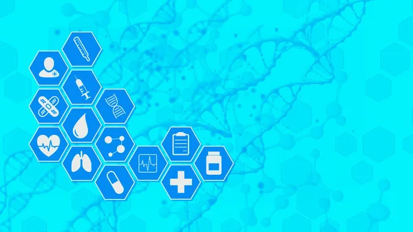Medical Scientific Background Hexagon Grid Icons Related Medicine Research Molecular — Stock Photo, Image