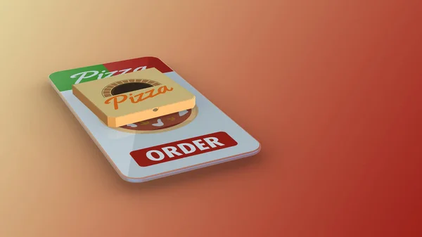 Encomendar Pizza Line Smartphone Com Aplicativo Dedicado Entrega Rápida Renderização — Fotografia de Stock