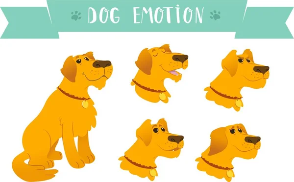 Tecknad Uppsättning Hundar Känslor Isolerade Vit Bakgrund — Stockfoto