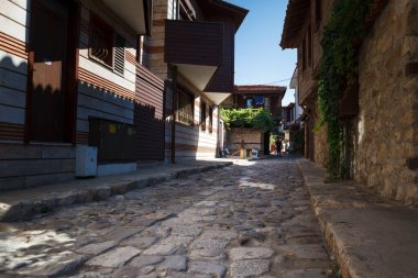Nessebar caddesinin manzarası. Bulgaristan