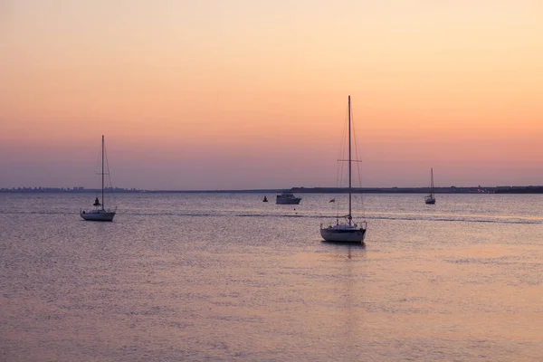 Pôr Sol Sobre Baía Pomorie Mar Negro Bulgária — Fotografia de Stock