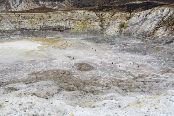 Cráter Stefanos Nisyros Grecia Volcán Grecia Con Cristal Azufre — Foto de Stock