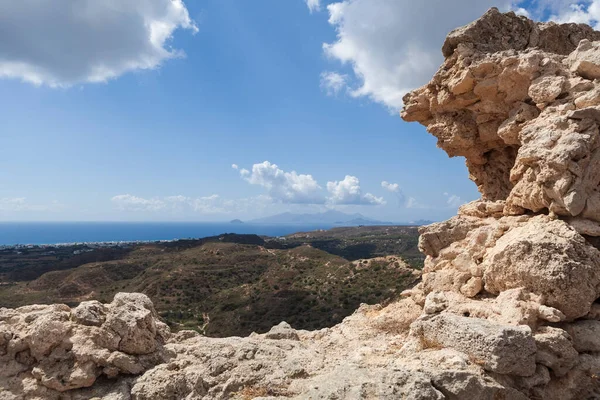 Blick Von Der Burg Des Dorfes Antimachias Auf Der Insel — Stockfoto