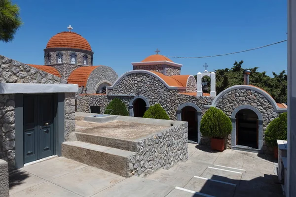 Gyönyörű Kolostor Agios Savvas Tetején Található Egy Hegy Felett Pothia — Stock Fotó