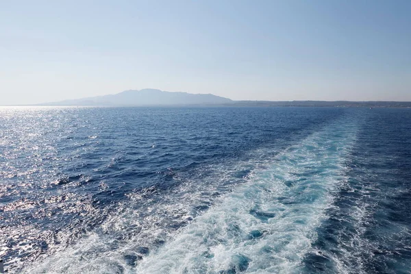 Speed Boat Traces Water Kalimnos Island Greece — Stock Photo, Image