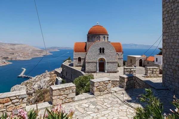 Schönes Kloster Von Agios Savvas Auf Einem Hügel Oberhalb Der — Stockfoto