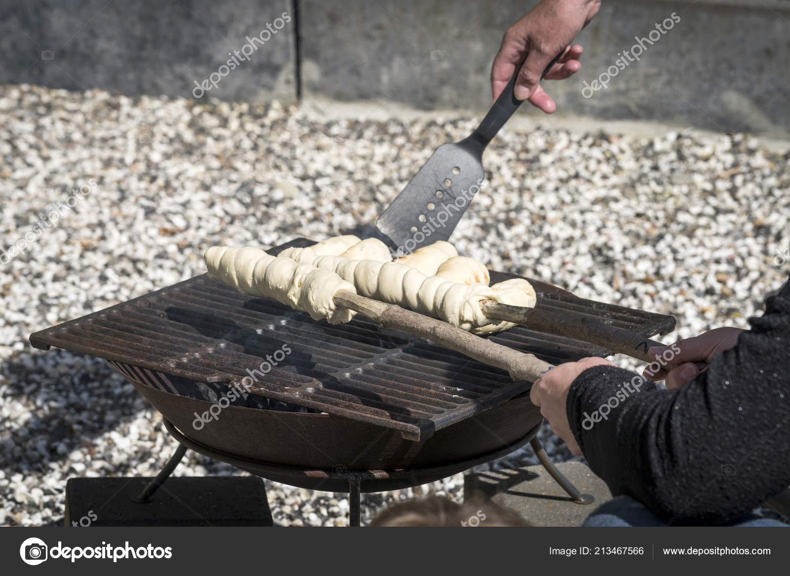 Dough Grill Wrapped Wooden Sticks Yard Stock Photo Sportactive Dough Grill Wrapped Wooden Sticks Yard Stock Photo