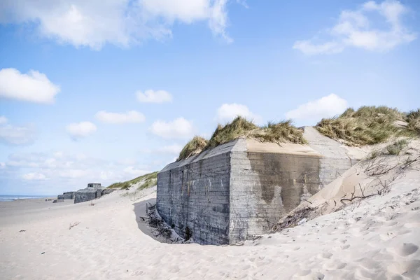 Bunker Från Världskriget Begravda Sanddynerna Strand Danmark — Stockfoto