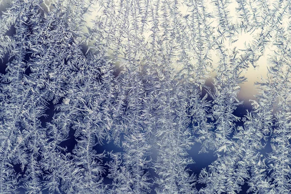 Padrões Geada Uma Janela Inverno Formas Abstratas Floco Neve — Fotografia de Stock