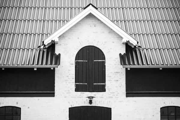 Black White Photo Modern Barn Old Look — Stock Photo, Image