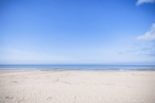 Empty Beach Sea Summer Blue Sky Dry Sand Stock Photo