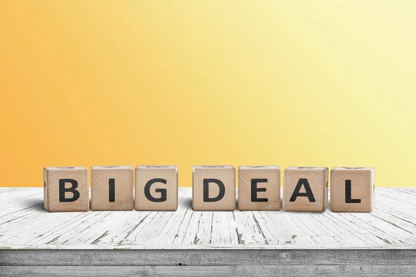 Big Deal Sign Made Wooden Cubes Desk Yellow Wall Background — Stock Photo, Image