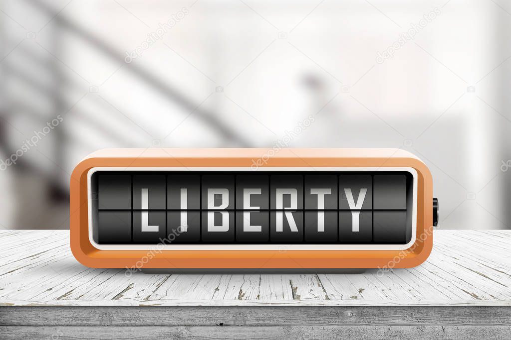 Liberty message on an orange alarm clock
