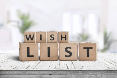 Wish list sign made of wooden blocks clipart