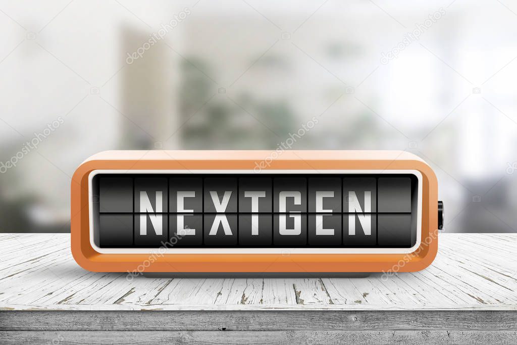 Nextgen word on an alarm device in orange color