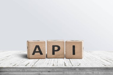 Ahşap bloklardan yapılmış Api uygulama programlama işareti