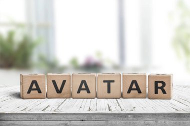 Bloklardan yapılmış ahşap bir tabela üzerinde Avatar kelime