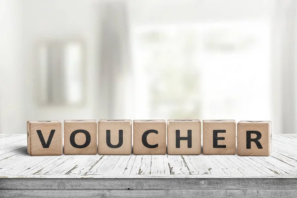 Voucher teken in een lichte kamer — Stockfoto