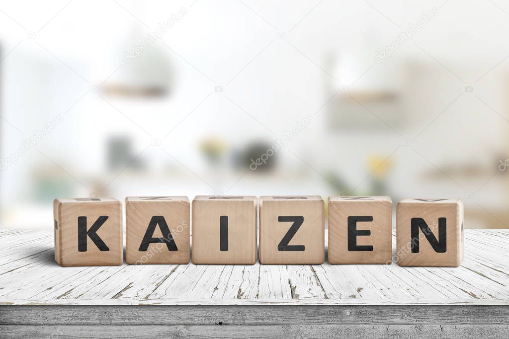 Kaizen improvement sign made of blocks