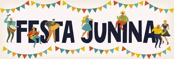 Festa Junina Αφίσα Παραδοσιακό Φεστιβάλ Κόμμα Βραζιλίας — Διανυσματικό Αρχείο