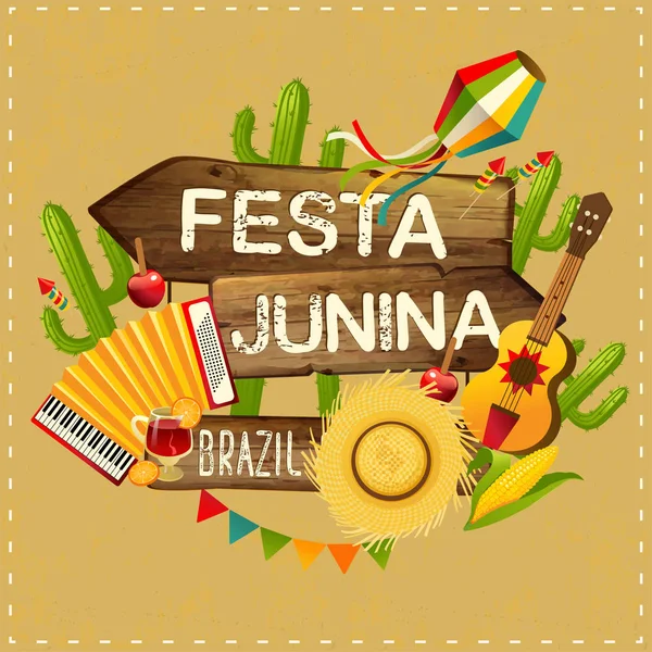 フェスタ ジュニーナ図伝統的なブラジルの 月祭パーティ ベクトル図のラテン アメリカの休日 — ストックベクタ