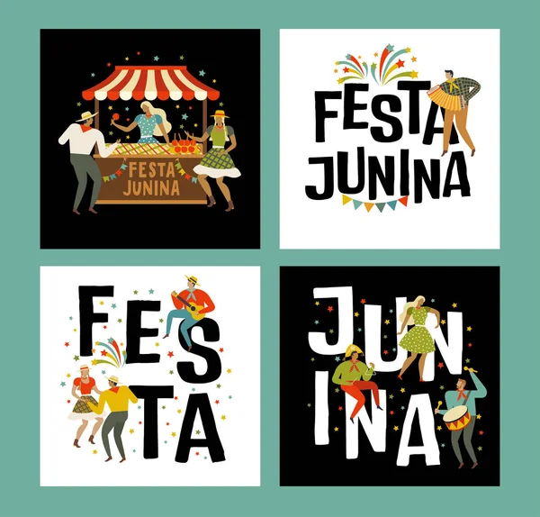 Zelt Festa Junina Brasilianische Apfelbonbons June Party Festival Vektorillustration — Stockvektor