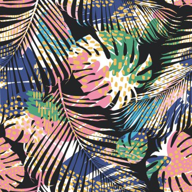 Soyut yaprakları ile kabile seamless modeli