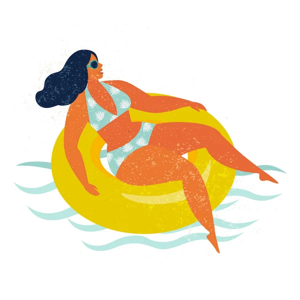 Şişme Havuz Float Kız Vektör Çizim — Stok Vektör