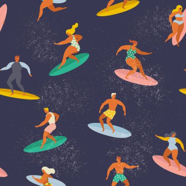 sörf erkek ve kız menekşe arka plan dalga yakalamak surf kurulları kümesi