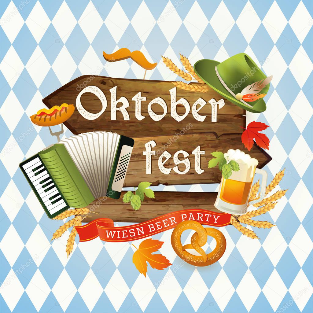 Oktoberfest invitation flyer or poster for feast 