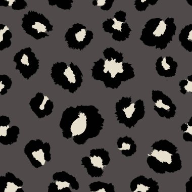 Egzotik illüstrasyon deseni leopar trendy yazdırma gri ve siyah renk.