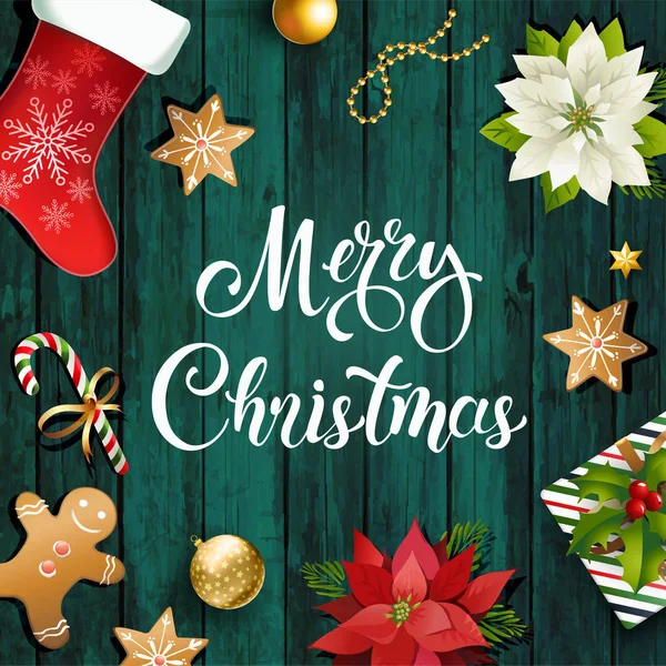 Noel satış tasarım kompozisyon Atatürk çiçeği, çam dalları, koniler, gingerbread, şeker kamışı, holly ve diğer bitkiler. Kapağı, davet, afiş ve tebrik kartı.