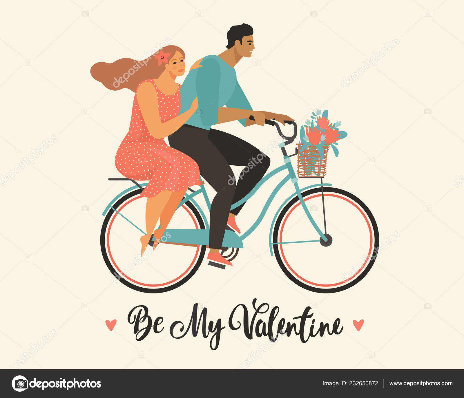 Feliz Pareja Está Montando Una Bicicleta Juntos Feliz Día San