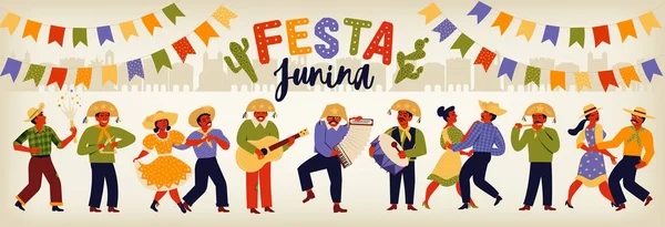 Festa Junina Brasil Junho Festival. Modelos vetoriais. Elemento de design para cartão, banner e outros usos . — Vetor de Stock