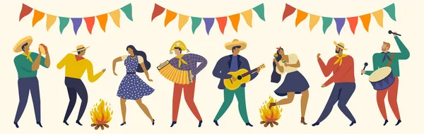 Festa Junina. Las plantillas vectoriales para la fiesta latinoamericana, la fiesta de junio de Brasil. Diseño para banner y uso excesivo . — Vector de stock