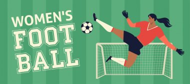 Womens Avrupa futbol, futbol oyuncusu düz vektör illüstrasyon.