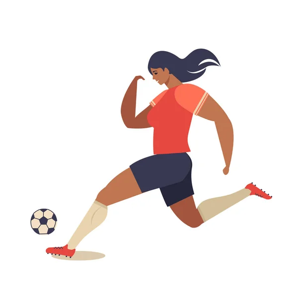 Donne Calcio europeo, calciatore piatto vettoriale illustrazione . — Vettoriale Stock