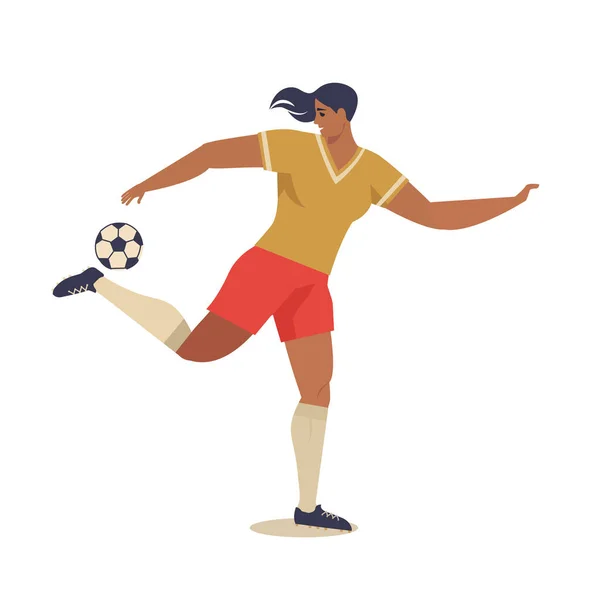Frauen europäischer Fußball, Fußballerin flache Vektordarstellung. — Stockvektor