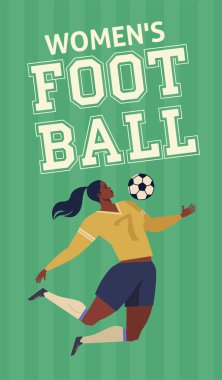 Kadınların Avrupalı futbolcu düz vektör çizimi.